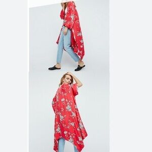 Asymmetrical Kimono ANA L/XL floral orange